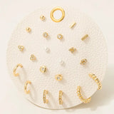 Pearl and Gem Studs Assorted Stud and Hoop Earrings Set