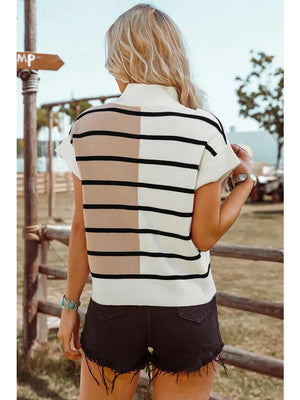 Quarter Zip Collar Sweater Top
