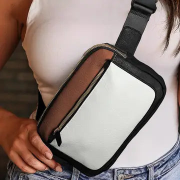 Leather Adjustable White Crossbody Bag
