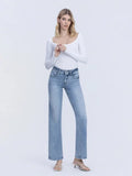 Mid Rise Light Wash Slim Wide