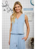 V Neck Sleeveless Side Slit Knit Vest Top
