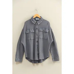 Oversized Washed Waffle Shacket