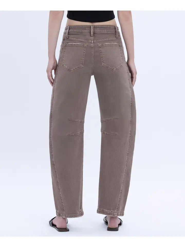 Stone High Rise Crop Barrel Jeans
