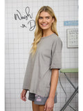 Washed Exposed Seam Relaxed Knit T-Shirt
