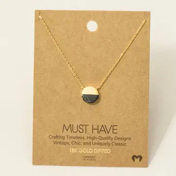 Round Half Stone Pendant Necklace
