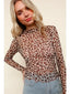 Semi Sheer Leopard Animal Print Mesh Top
