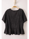 Lace Trim Detail Mineral Washed V-Neck Knit Top