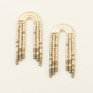 Chromacolor Miyuki Rainbow Fringe Earring - Pewter Multi/Gold