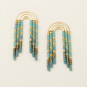 Chromacolor Miyuki Rainbow Fringe Earring - Turquoise/Mint/Gold