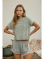 Washed Short Sleeve Knit Top Olive