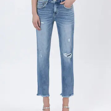 Mid Rise Crop Straight Jean