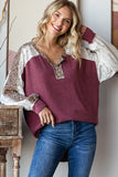 Animal Contrast Lace Top