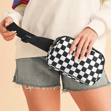 Checkered Belt Crossbody Bag