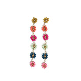 Multi Color Flower Beaded Dangle Earrings Rainbow
