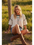 Dot Oversized Knit Top  White