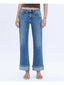 Mid Rise Cuffed Ankle Slim Wide Jeans