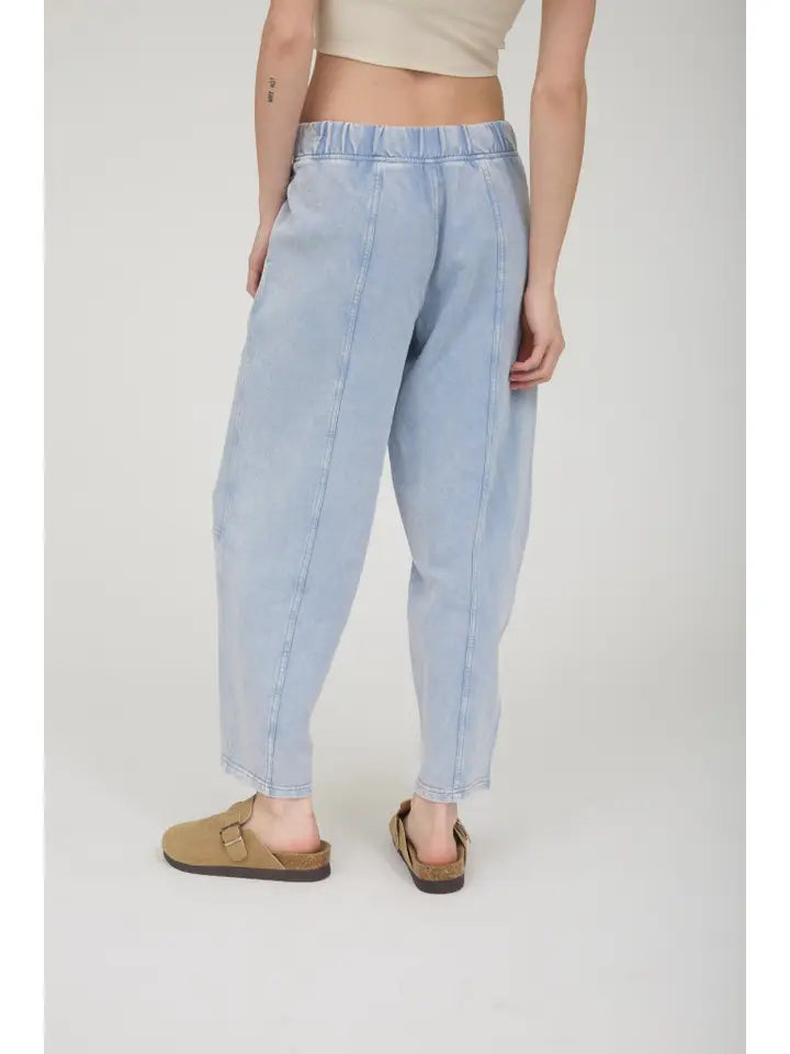 Acid Washed Elastic Waist Knit Joggers