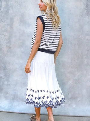 Textured Stripe Color Block Knit Top
