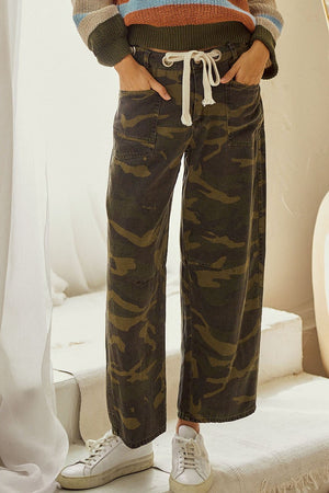 Camo Relaxed Fit Rope String Pants