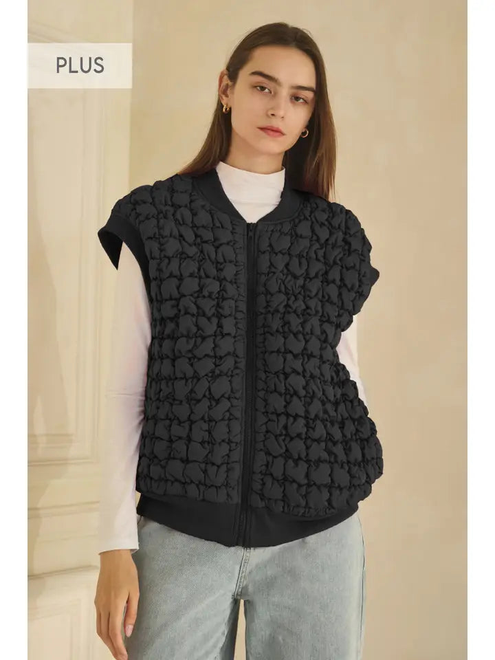 Plus Quilted Vest Black