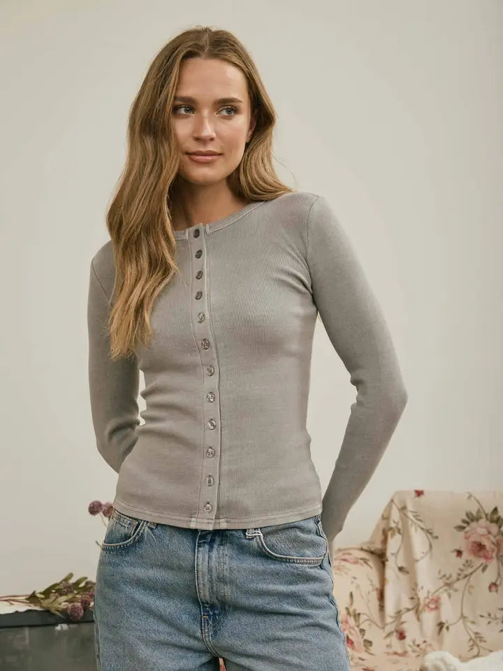 Button Front Knot Top
