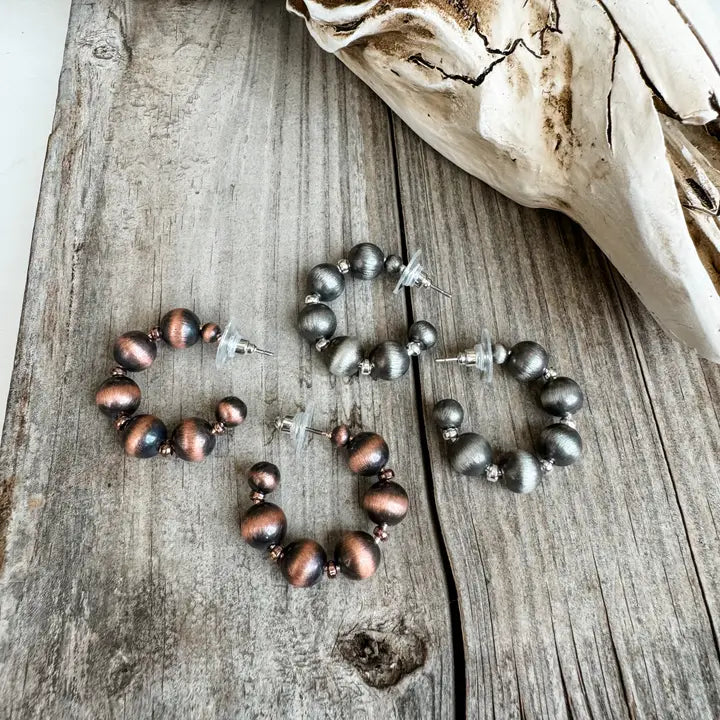 1” Mini Navajo Pearl Hoops Earrings