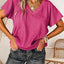 Crinklede V Neck Bright Pink Top