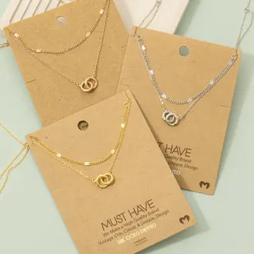 Layered Chain Link Charm Necklace