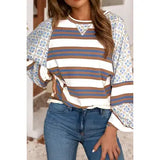 Striped Floral Patchwork Long Sleeve Top
