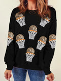 Black Basketball Patched Game Day Crew Neck