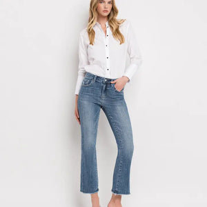 High Rise Kick Flare Non Distressed Jean