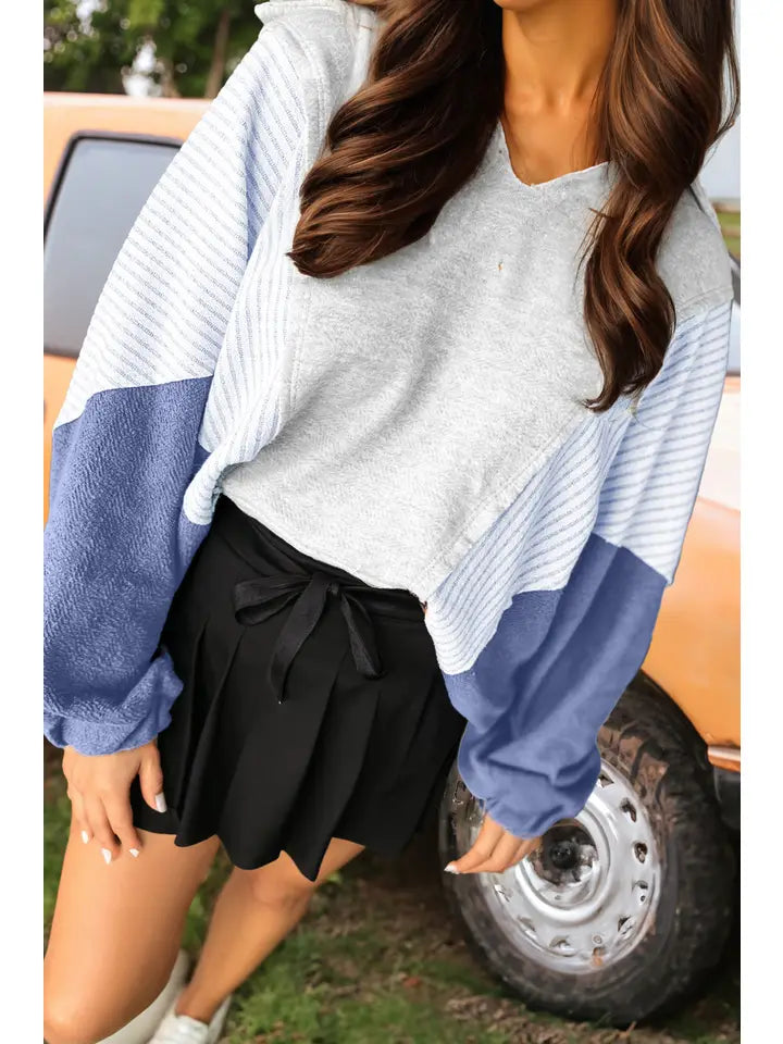 Oversized Striped Colorblock Sleeve Top