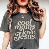 Cool Moms Love Jesus Wholesale Comfort Color Graphic Tee: Light Green / Medium