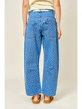 Polka Dot Denim Barrel Pants