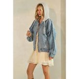 Hooded Zip Denim Jacket