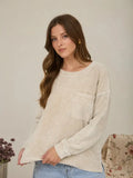 Washed Pocket Long Sleeve Top Khaki