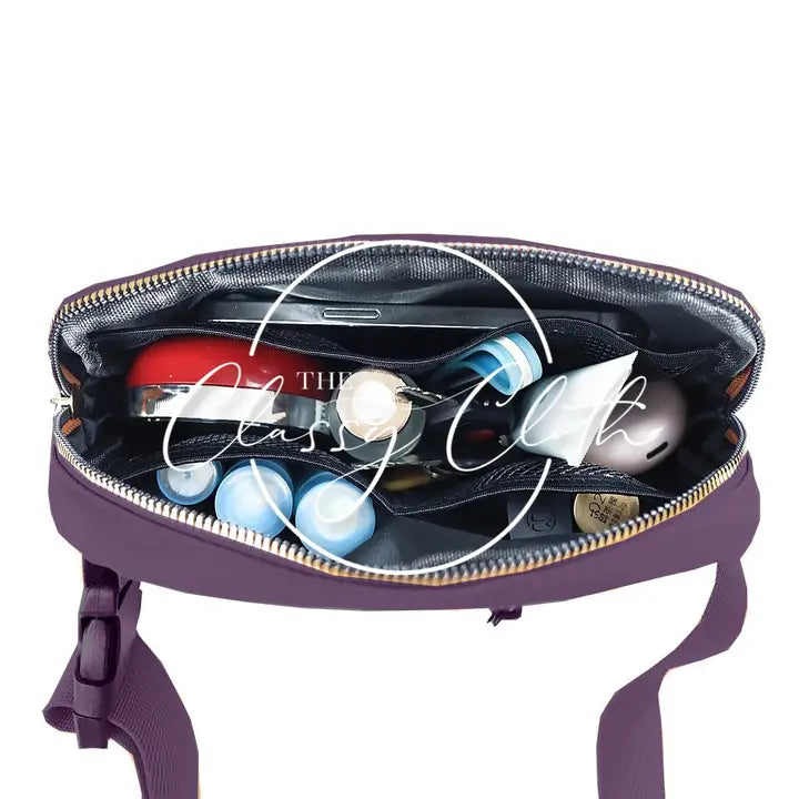 Nylon Belt Bum Bag - Plum