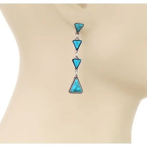 Western Triangle Stone Drop Stud Earrings