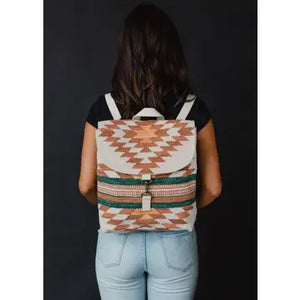 Cream, Rust & Green Aztec Backpack