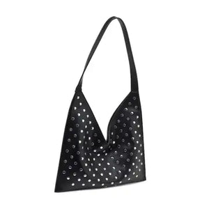 Tori Studded Black Hobo Bag