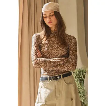 Animal Mesh Sleeve Top