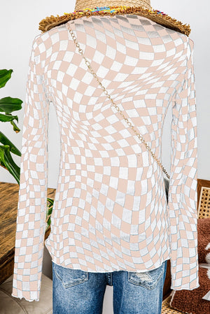 Checkered Pattern Mesh Tan