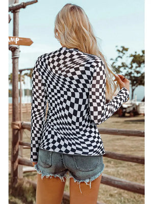 Checkered Pattern Mesh Black