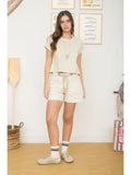 Washed Short Sleeve Boxy Knit Top