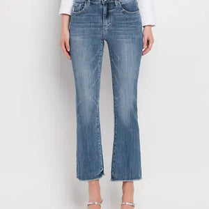 High Rise Kick Flare Non Distressed Jean