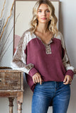 Animal Contrast Lace Top