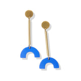 Matte Brass Post Stick To Cobalt Arch Earrings