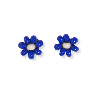 Tina Two Color Beaded Post Earrings Blue