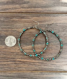 2.5" Long, 4mm Gemstone & Navajo Pearl Hoop Earrings