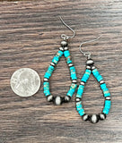 2.2" Long, Tiny 4mm Gemstone & Navajo Pearl Earrings
